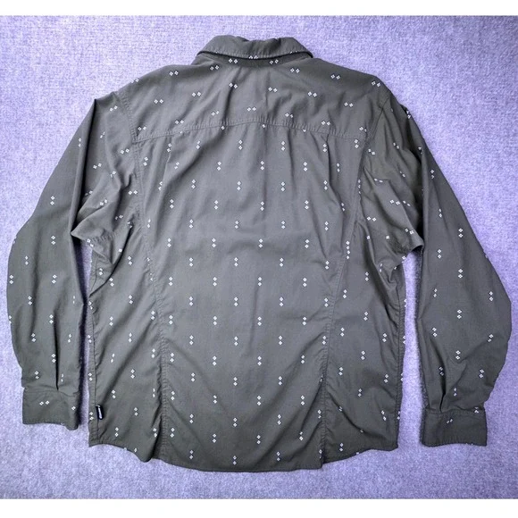 REI Co-op Mens XL Olive Green Diamond Western Print Long Sleeve Button Up Shirt - Picture 7 of 9